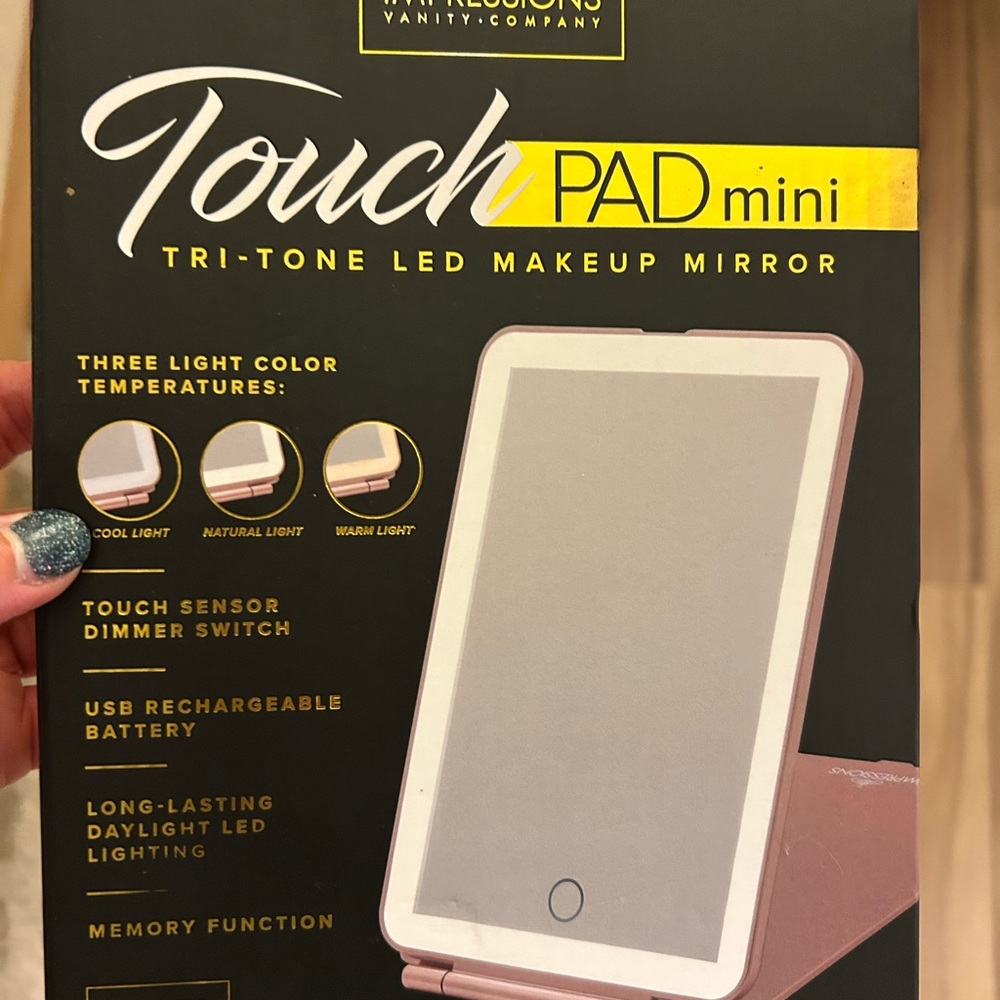 Impressions Touch PAD Mini LED Makeup Mirror - Rose Gold